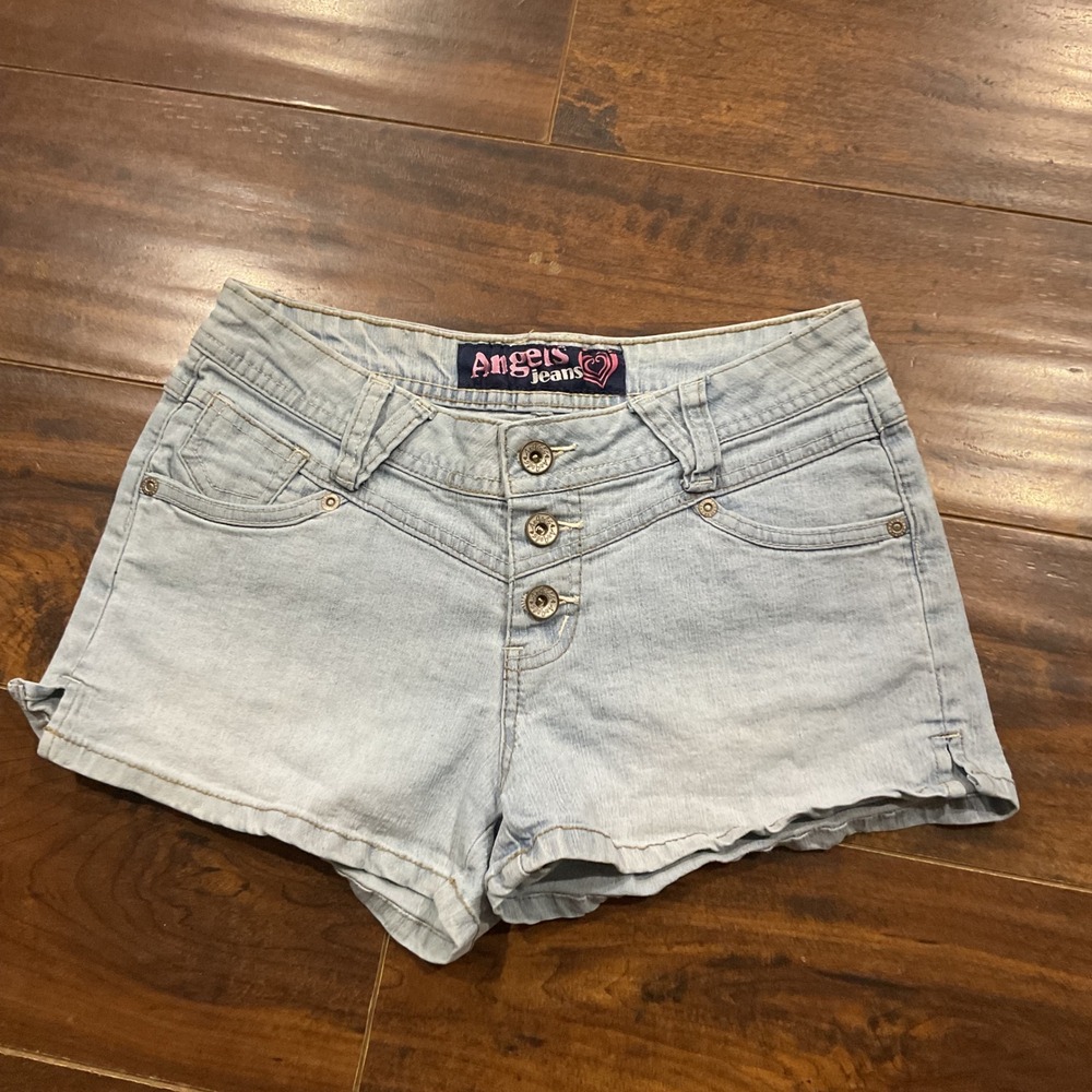 Angels Jeans Womens Light Wash Denim Shorts Y2K 3 Button Fly Size 7